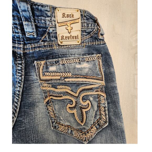 Rock Revival Men's Denim Slim Straight Jean SZ 33 Biker USA - Picture 5 of 10